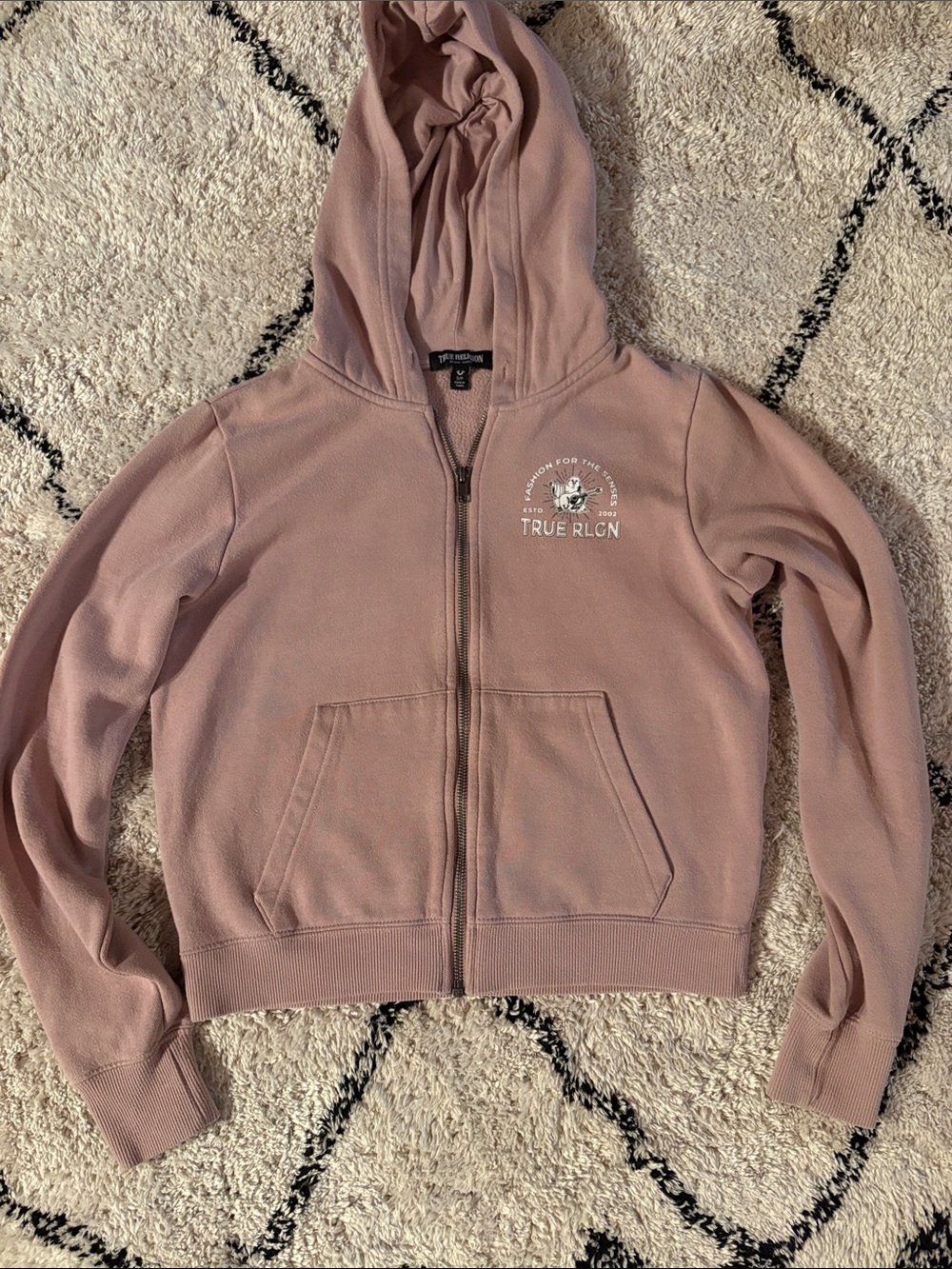 True Religion Vintage 2002 Dusty Rose Zip-Up Hoodie